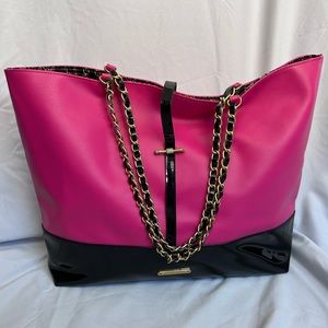 Juicy Couture Hot Pink & Black Patent Women’s Large Tote Shopper Shoulder Bag